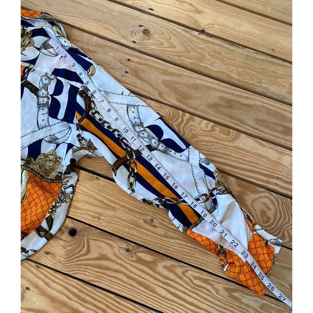 River Island Patterned Button Up Silky Blouse Siz… - image 7